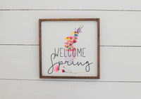 WELCOME SPRING FARMHOUSE Sign |  Watercolor Spring Decor  |  Modern Rustic Spring Sign