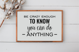 Be Crazy Enough to Know You Can Do Anything