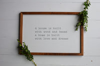 House and Home Sign  |  Farmhouse Style Home Sign  |  Wood Signs House and Home