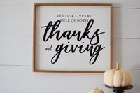 Thanks and Giving Farmhouse style Thanksgiving Sign in White  |  Fall Sign  | Autumn Decor