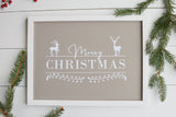 Merry Christmas Modern |  Gray Christmas Sign | White + Gray Christmas Decor | Deer Christmas