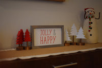 JOLLY & HAPPY Farmhouse Style Sign |  Christmas Farmhouse Sign