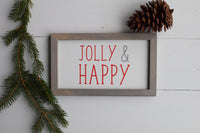JOLLY & HAPPY Farmhouse Style Sign |  Christmas Farmhouse Sign