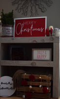 JOLLY & HAPPY Farmhouse Style Sign |  Christmas Farmhouse Sign