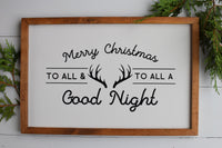 MERRY CHRISTMAS to ALL Farmhouse Style Sign | Modern Rustic Christmas Sign | Antlers