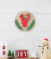 Round 3D CHRISTMAS DEER Sign