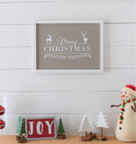Merry Christmas Modern |  Gray Christmas Sign | White + Gray Christmas Decor | Deer Christmas