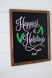 HAPPIEST OF HOLIDAYS Farmhouse Style Sign | Modern Rustic Holiday Decor