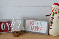 JOLLY & HAPPY Farmhouse Style Sign |  Christmas Farmhouse Sign