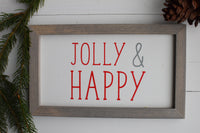 JOLLY & HAPPY Farmhouse Style Sign |  Christmas Farmhouse Sign