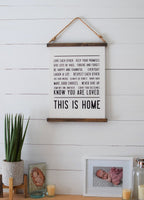 THIS IS HOME Family Scroll Style Sign | Wood Scroll Sign | Home Sign | Family Sign