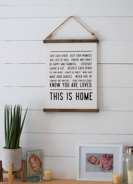 THIS IS HOME Family Scroll Style Sign | Wood Scroll Sign | Home Sign | Family Sign