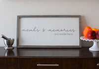 Meals & Memories are Made Here FARMHOUSE Style KITCHEN DECOR |  Rustic Kitchen Sign