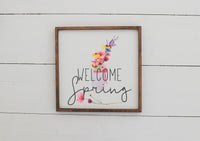 WELCOME SPRING FARMHOUSE Sign |  Watercolor Spring Decor  |  Modern Rustic Spring Sign
