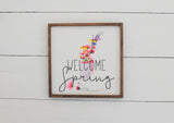 WELCOME SPRING FARMHOUSE Sign |  Watercolor Spring Decor  |  Modern Rustic Spring Sign