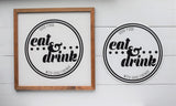 EAT & DRINK KITCHEN Decor Signs |  Kitchen Wall Decor |  Modern Rustic Kitchen Signs