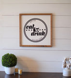EAT & DRINK KITCHEN Decor Signs |  Kitchen Wall Decor |  Modern Rustic Kitchen Signs