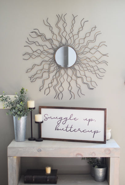 Snuggle Up Buttercup Farmhouse Style Sign  | Modern Rustic FARMHOUSE BEDROOM DECOR | Rustic Bed Sign