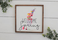 WELCOME SPRING FARMHOUSE Sign |  Watercolor Spring Decor  |  Modern Rustic Spring Sign