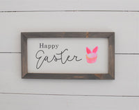 HAPPY EASTER FARMHOUSE Sign with Watercolor Bunny Ears