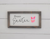 HAPPY EASTER FARMHOUSE Sign with Watercolor Bunny Ears