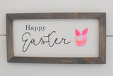 HAPPY EASTER FARMHOUSE Sign with Watercolor Bunny Ears