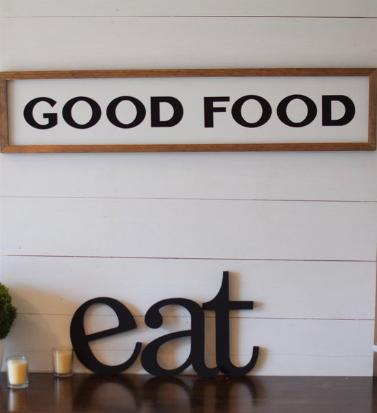 GOOD FOOD Farmhouse KITCHEN  Sign  |  Modern Rustic Kitchen Sign |  Large Kitchen Sign