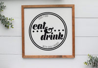 EAT & DRINK KITCHEN Decor Signs |  Kitchen Wall Decor |  Modern Rustic Kitchen Signs