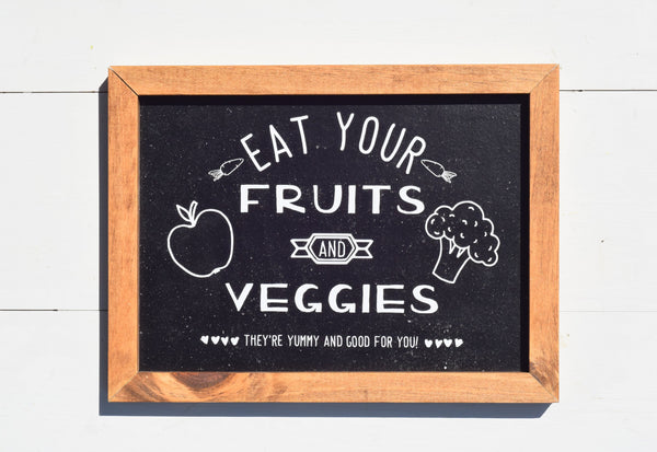 EAT Your Fruits & Veggies Farmhouse Style Sign | Eat KITCHEN Sign Decor |  Eat DINING Room Decor
