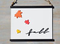 FALL + LEAVES 3D Scroll Style SIGN |  Fall Wall Decor |  Fall Home Decor