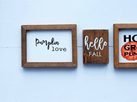 Hello FALL, PUMPKINS & Love Set of 3 TIER Tray Signs| Fall Tier Tray Signs | Sign Set Autumn