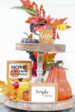 Hello FALL, PUMPKINS & Love Set of 3 TIER Tray Signs| Fall Tier Tray Signs | Sign Set Autumn