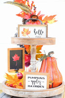 Hello FALL + PUMPKINS, Apples Hayrides + Autumn LEAF Signs Set of 3
