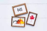 PUMPKIN Vibes + FALL + Red LEAF Signs Set of 3 | Fall Tier Tray Signs | Sign Set Autumn