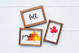 PUMPKIN Vibes + FALL + Red LEAF Signs Set of 3 | Fall Tier Tray Signs | Sign Set Autumn