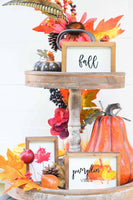 PUMPKIN Vibes + FALL + Red LEAF Signs Set of 3 | Fall Tier Tray Signs | Sign Set Autumn