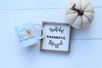 GRATEFUL THANKFUL BLESSED + Hello Pumpkin Mug Set of 2 | Fall Tier Tray Signs | Sign Set Autumn