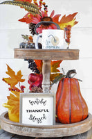 GRATEFUL THANKFUL BLESSED + Hello Pumpkin Mug Set of 2 | Fall Tier Tray Signs | Sign Set Autumn
