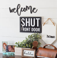 HOME 3D BANNER SIGN |  Modern Home Wood Banner Sign