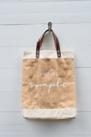 Eco Friendly JUTE + LEATHER Market Bag | ReUSABLE  CANVAS Bag |  Jute Canvas Tote Bag