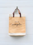 Eco Friendly JUTE + LEATHER Market Bag | ReUSABLE  CANVAS Bag |  Jute Canvas Tote Bag