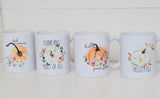 FALL COFFEE MUG Collection | Pumpkin Mug | Fall Floral Ceramic Mug