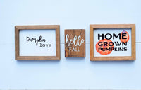 Hello FALL, PUMPKINS & Love Set of 3 TIER Tray Signs| Fall Tier Tray Signs | Sign Set Autumn