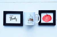Hello FALL, PUMPKIN & Give Thanks Set of 3 TIER Tray Signs + Mug