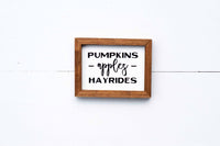 Hello FALL + PUMPKINS, Apples Hayrides + Autumn LEAF Signs Set of 3
