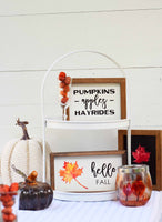 Hello FALL + PUMPKINS, Apples Hayrides + Autumn LEAF Signs Set of 3