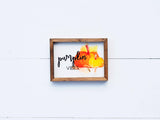 PUMPKIN Vibes + FALL + Red LEAF Signs Set of 3 | Fall Tier Tray Signs | Sign Set Autumn