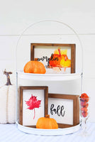 PUMPKIN Vibes + FALL + Red LEAF Signs Set of 3 | Fall Tier Tray Signs | Sign Set Autumn