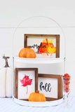 PUMPKIN Vibes + FALL + Red LEAF Signs Set of 3 | Fall Tier Tray Signs | Sign Set Autumn