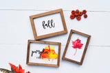 PUMPKIN Vibes + FALL + Red LEAF Signs Set of 3 | Fall Tier Tray Signs | Sign Set Autumn